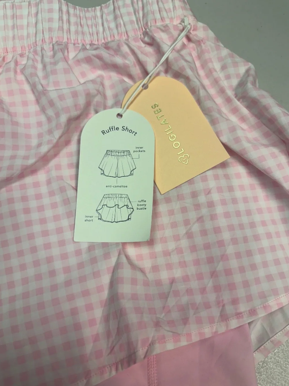 Blogilates Women's Light Pink Layered Ruffle Shorts. Sz 1X.